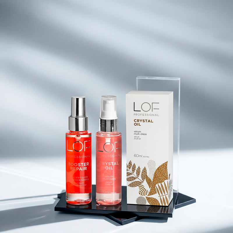 Kit Bestsellers LOF Professional - Leave-In Hit 10x1, Sérum Crystal Oil e Booster Repair em um único kit presente