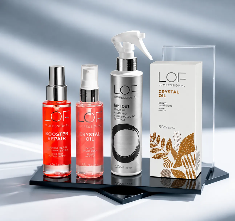 Kit Bestsellers LOF (Leave-in Hit 10x1, Crystal Oil e Booster Repair)