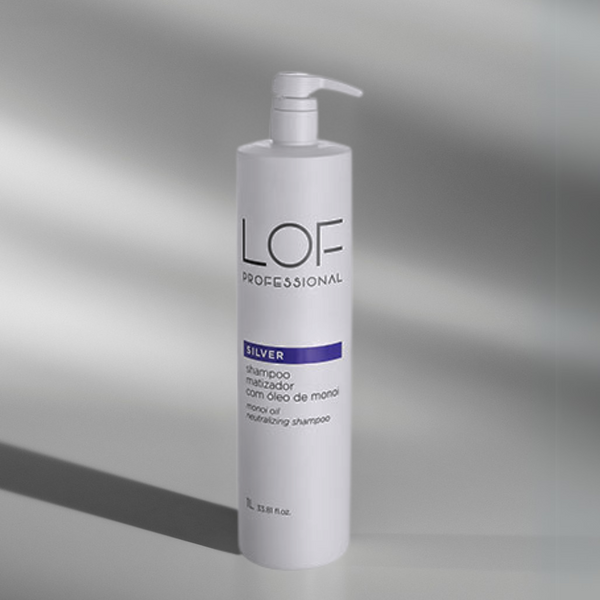 Shampoo Matizador Silver 1L LOF Professional - matização anti-amarelo em formato profissional para salões