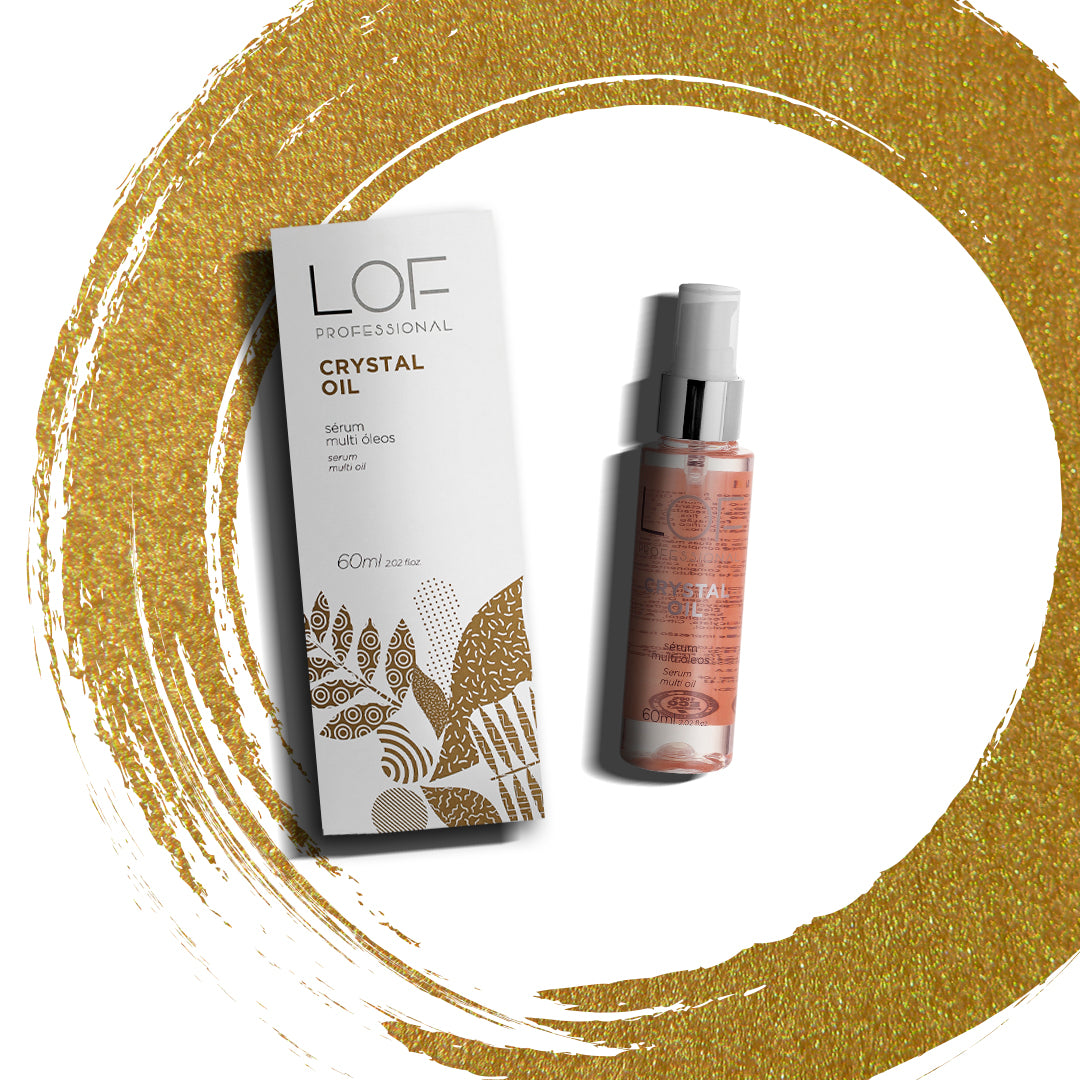 Sérum Crystal Oil LOF - finalizador que sela as pontas ressecadas, com ativos de proteção solar