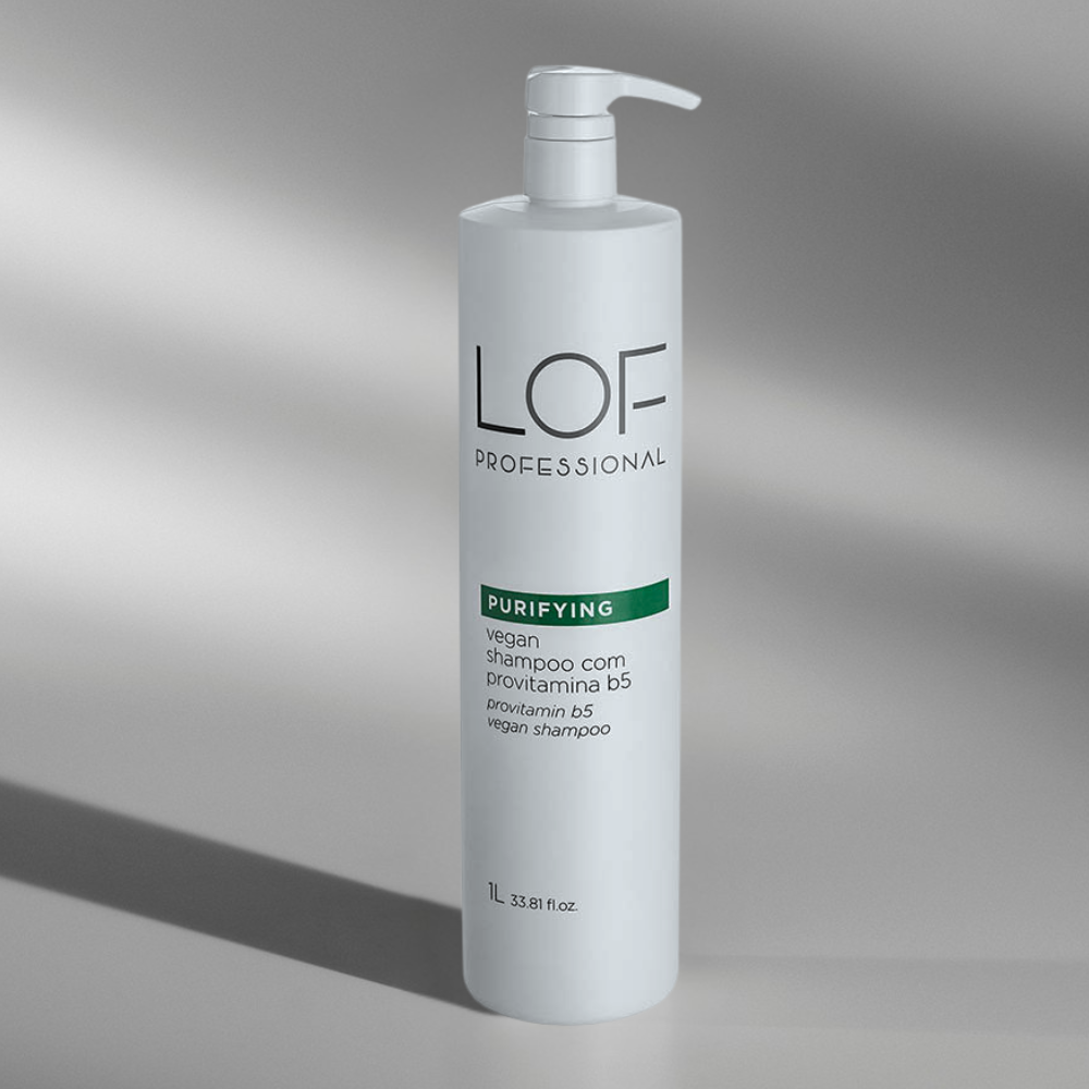 Shampoo Purifying Vegan 1L LOF Professional - limpeza vegana profunda em formato profissional para salões