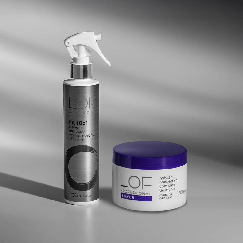 Kit Loiro Hidratado LOF Professional - Leave-In Hit 10x1 e Máscara Matizadora Silver para loiros sem amarelo