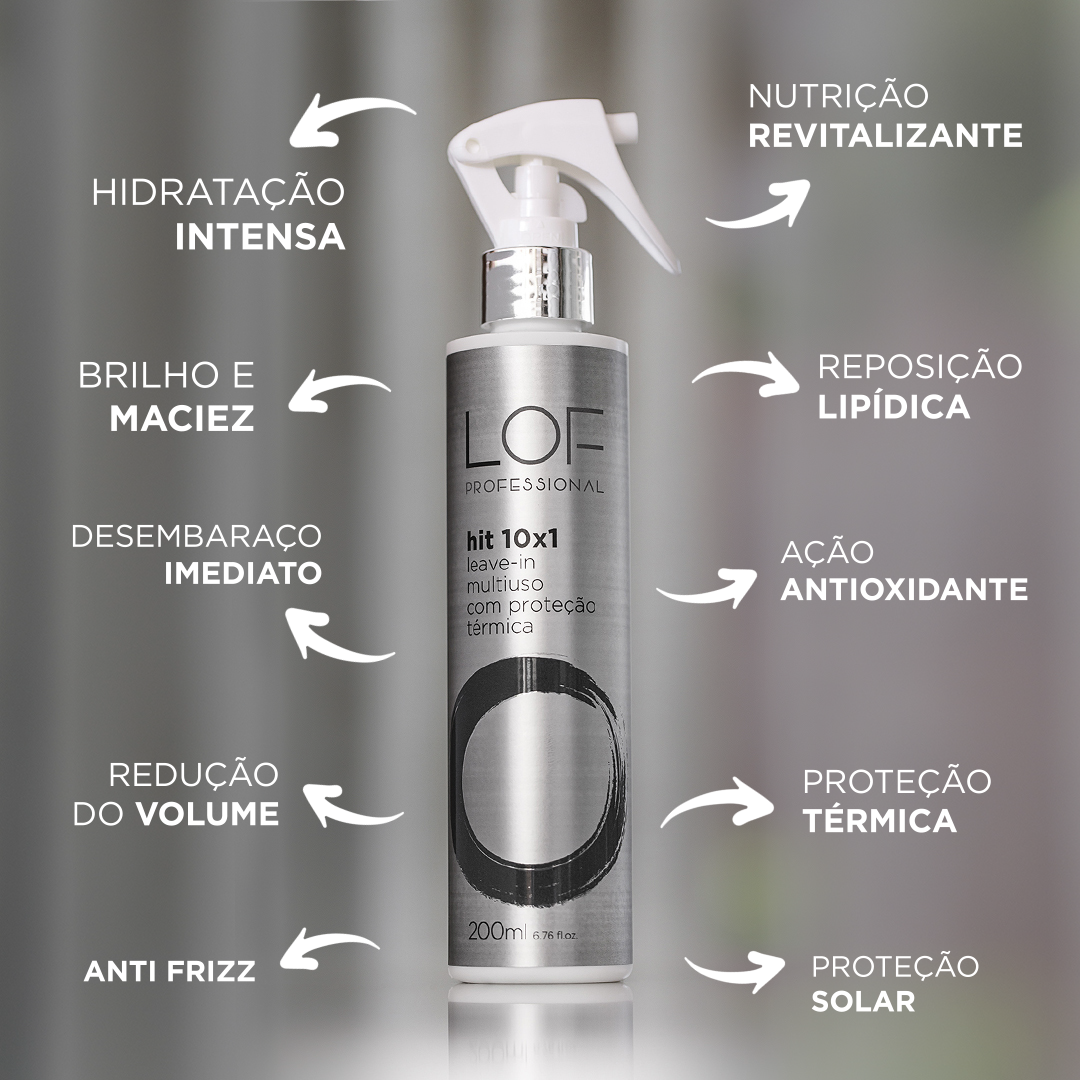 Leave-in Hit 10x1 LOF Professional - reconstrutor multiuso com proteção térmica e filtro solar