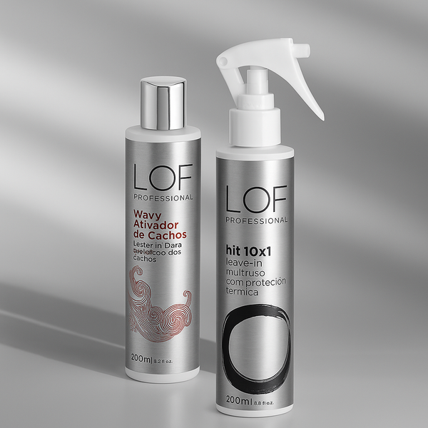 Kit Cachos Perfeitos LOF Professional - Leave-In Hit 10x1 e Ativador de Cachos Wavy para definição e anti-frizz